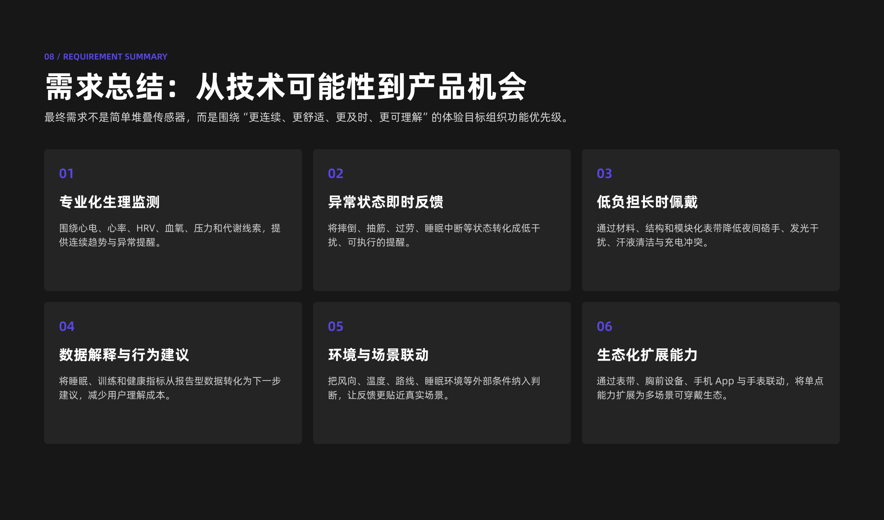 08 / REQUIREMENT SUMMARY 需求总结