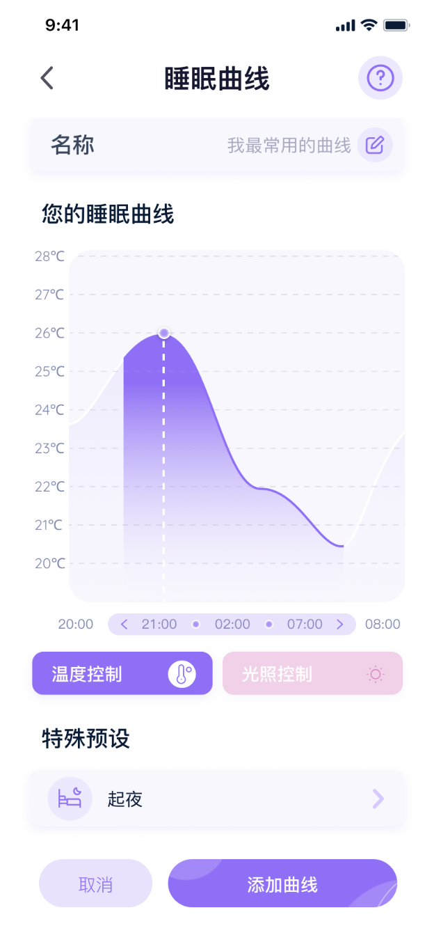 睡眠曲线编辑界面